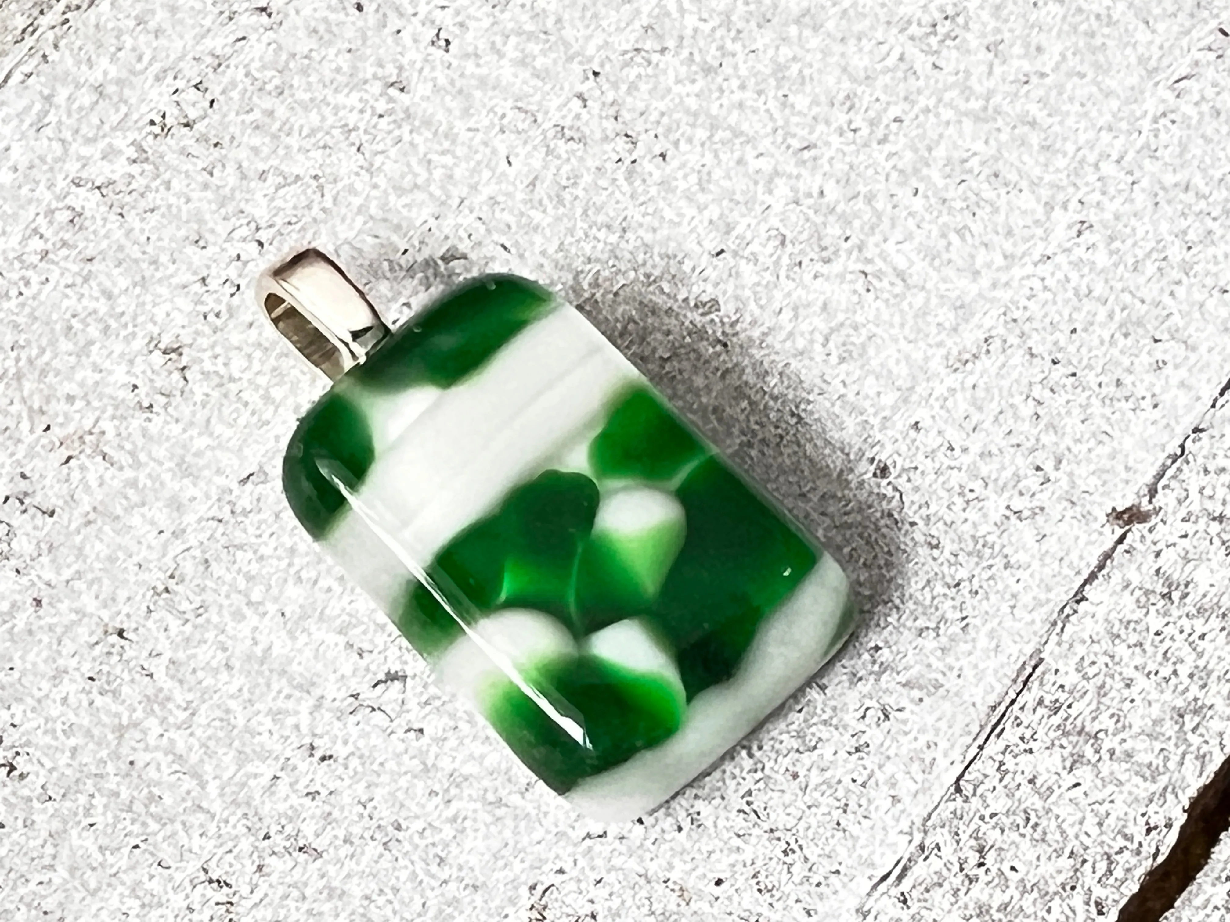 Fused Glass Mini Pendant ~ Kelly Green