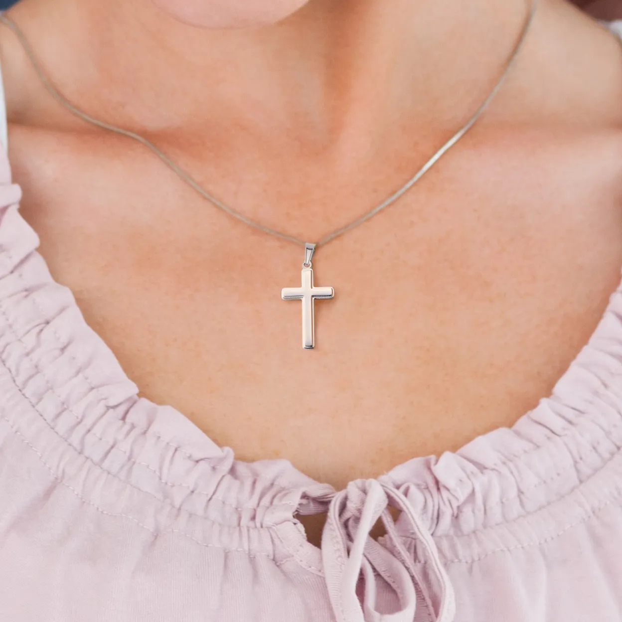 Gift For Granddaughter, Confirmation or Baptism Strength and Wisdom Stainless Steel Cross Necklace