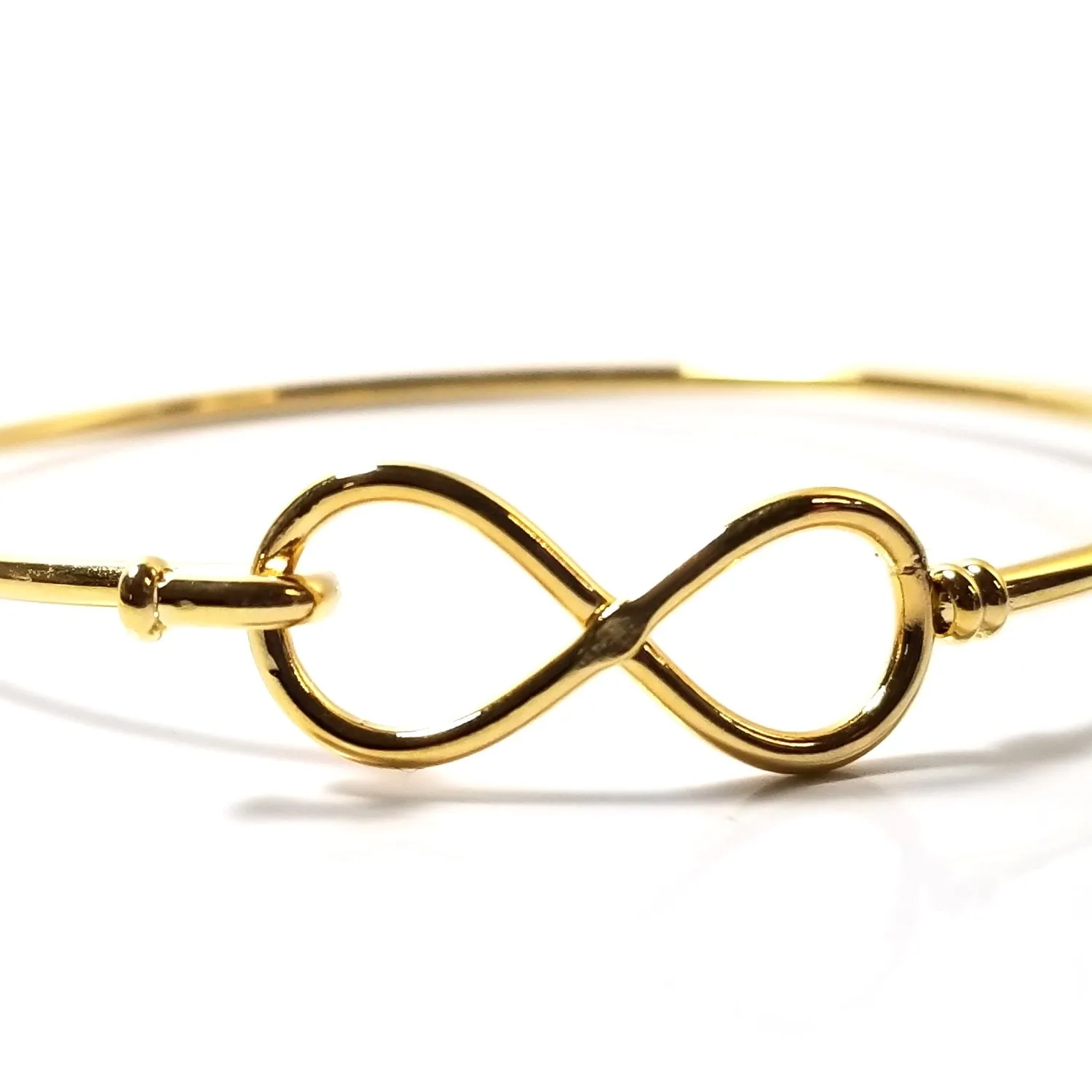 Gold Infinity Bangle Bracelet, Stainless Steel, Charm Jewelry Finding, 60mm diameter, 2mm thick approx, Lot Size 10 Pieces, #1801 G