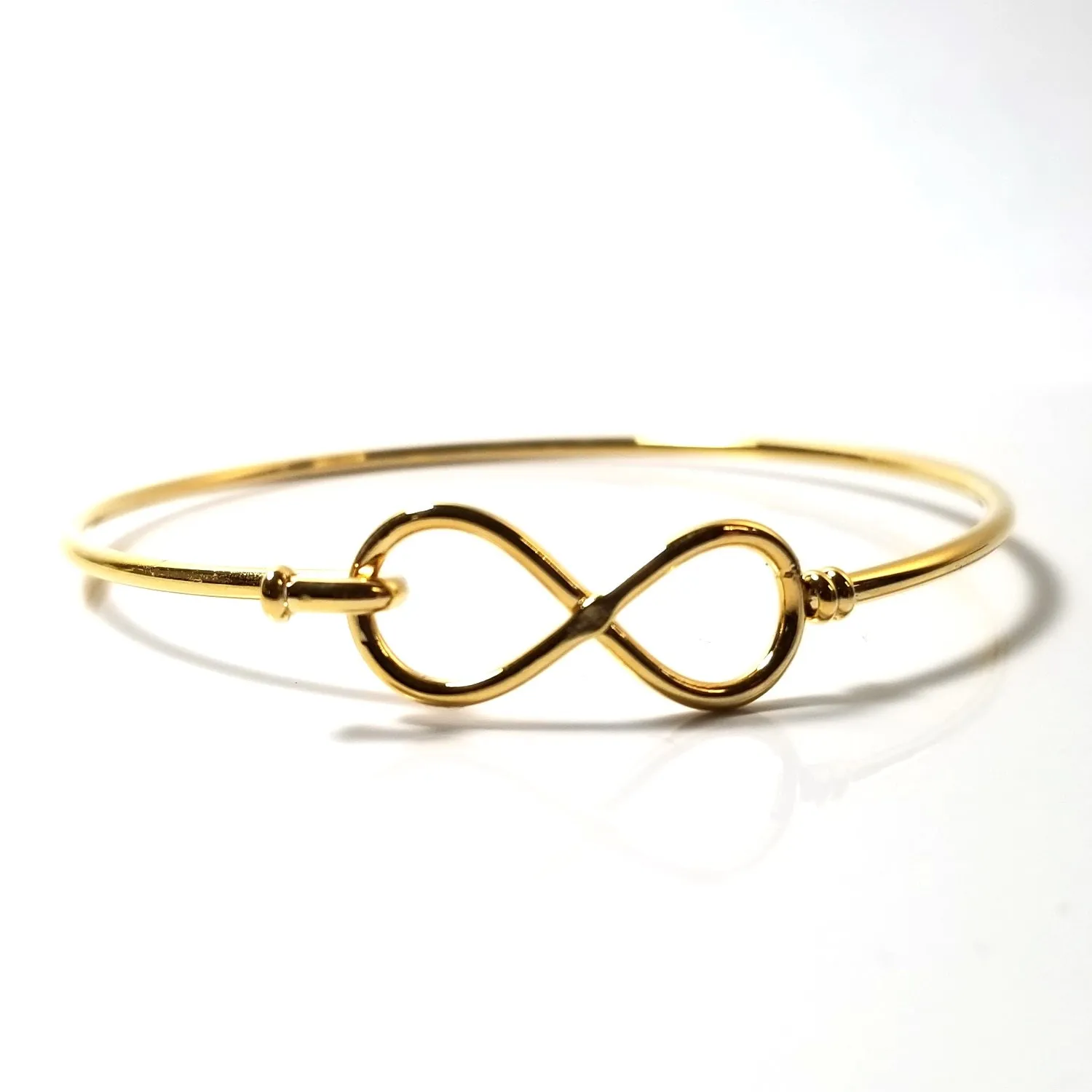 Gold Infinity Bangle Bracelet, Stainless Steel, Charm Jewelry Finding, 60mm diameter, 2mm thick approx, Lot Size 10 Pieces, #1801 G