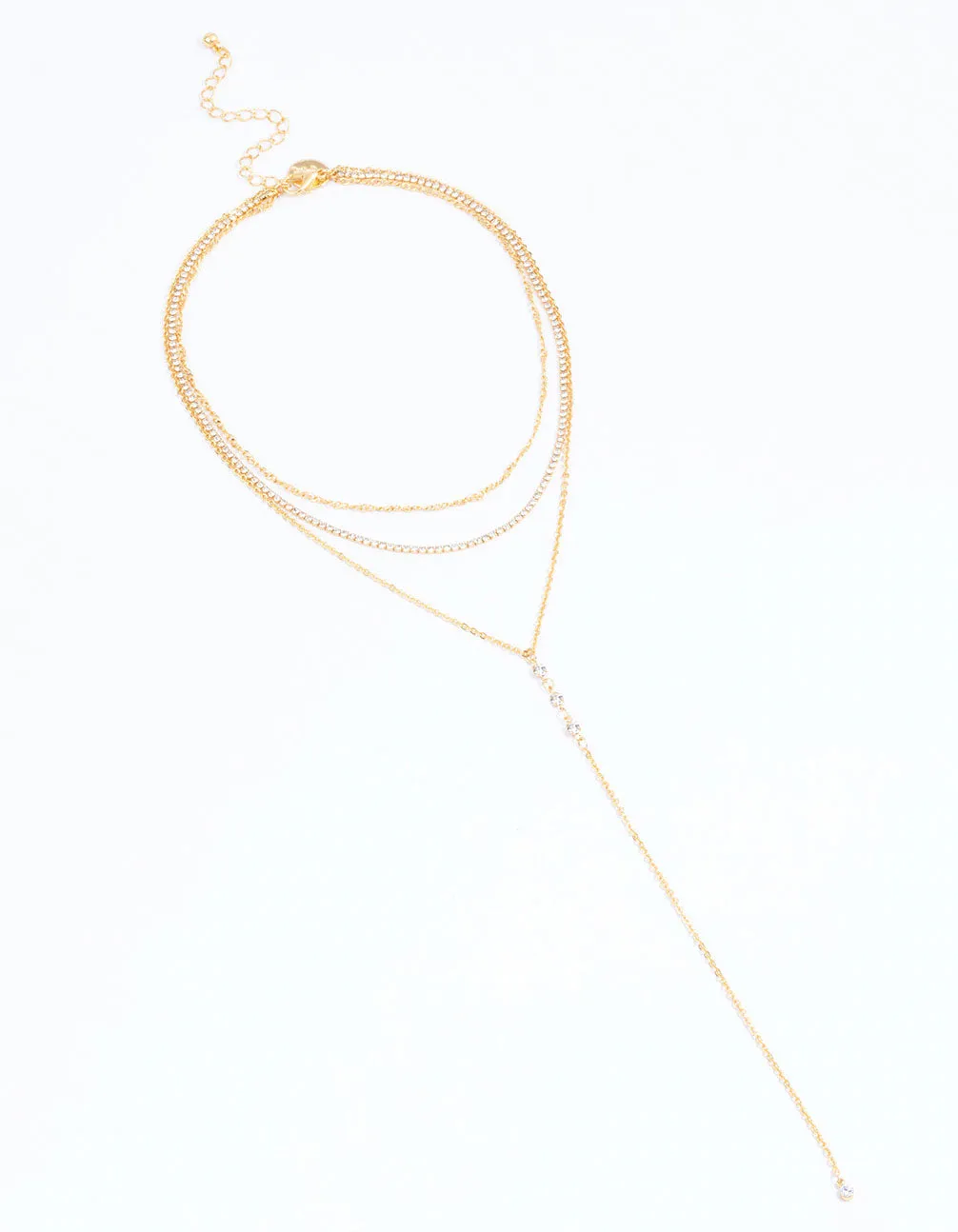 Gold Plated Cupchain Layered Y-Shape Necklace