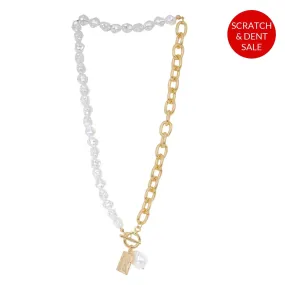 Hammered Charm Pearl Gold Choker - Sample