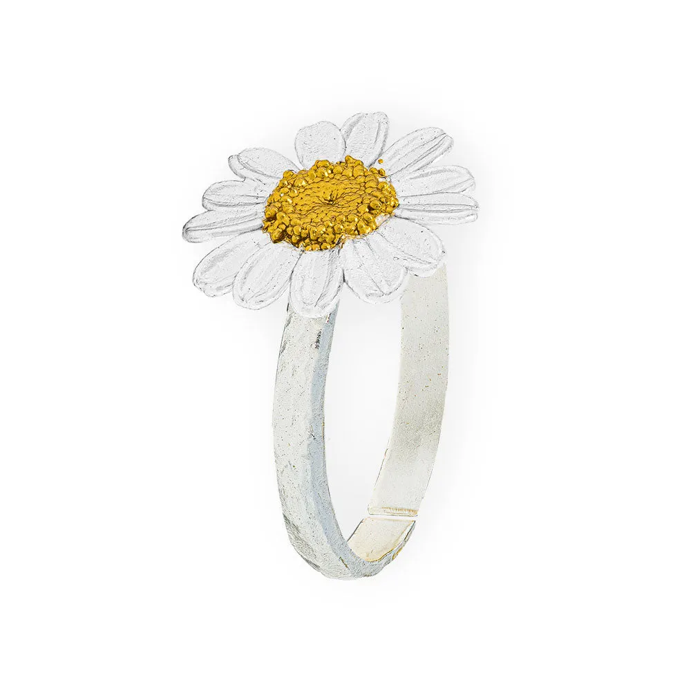 Handmade Gold Silver Daisy Hammered Ring