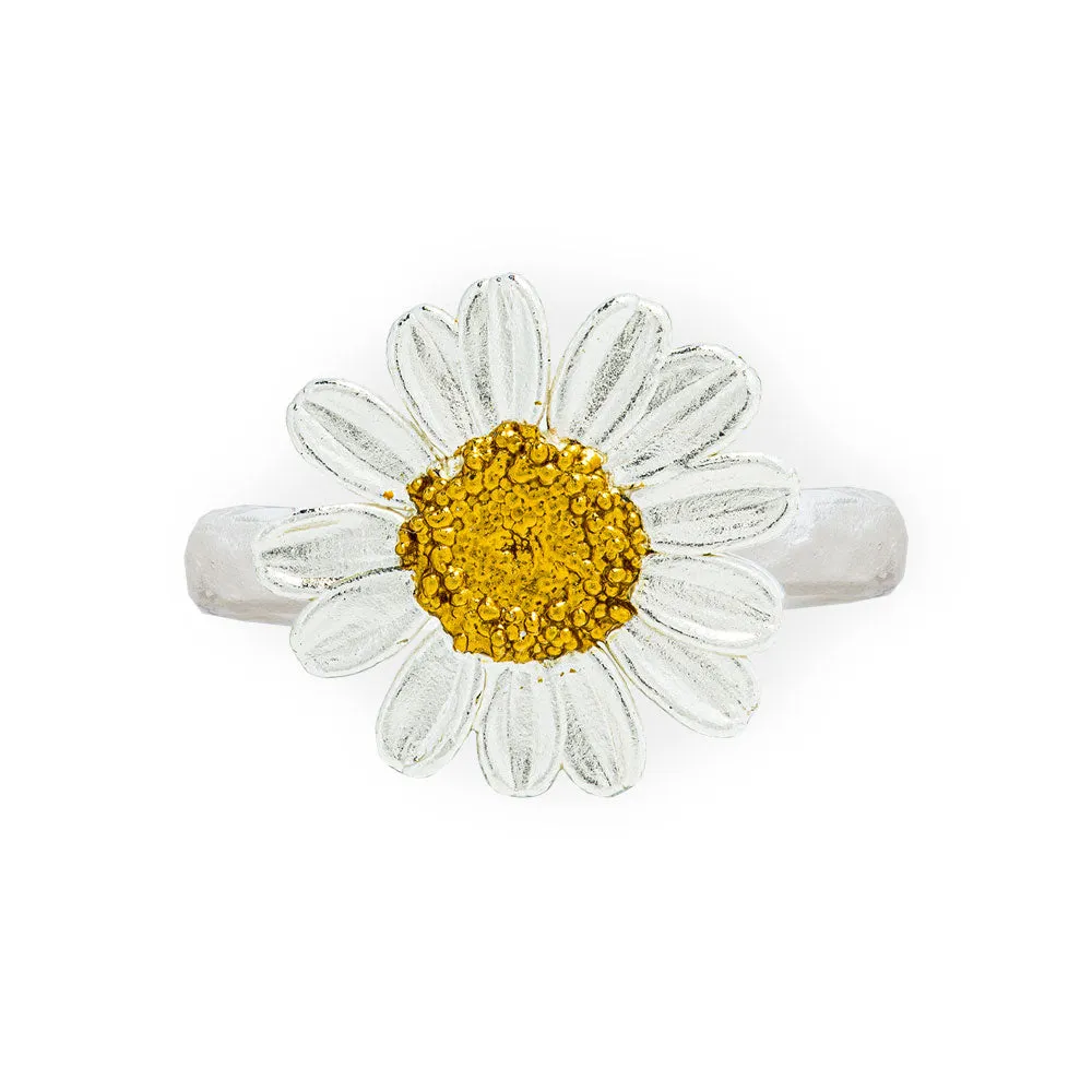 Handmade Gold Silver Daisy Hammered Ring