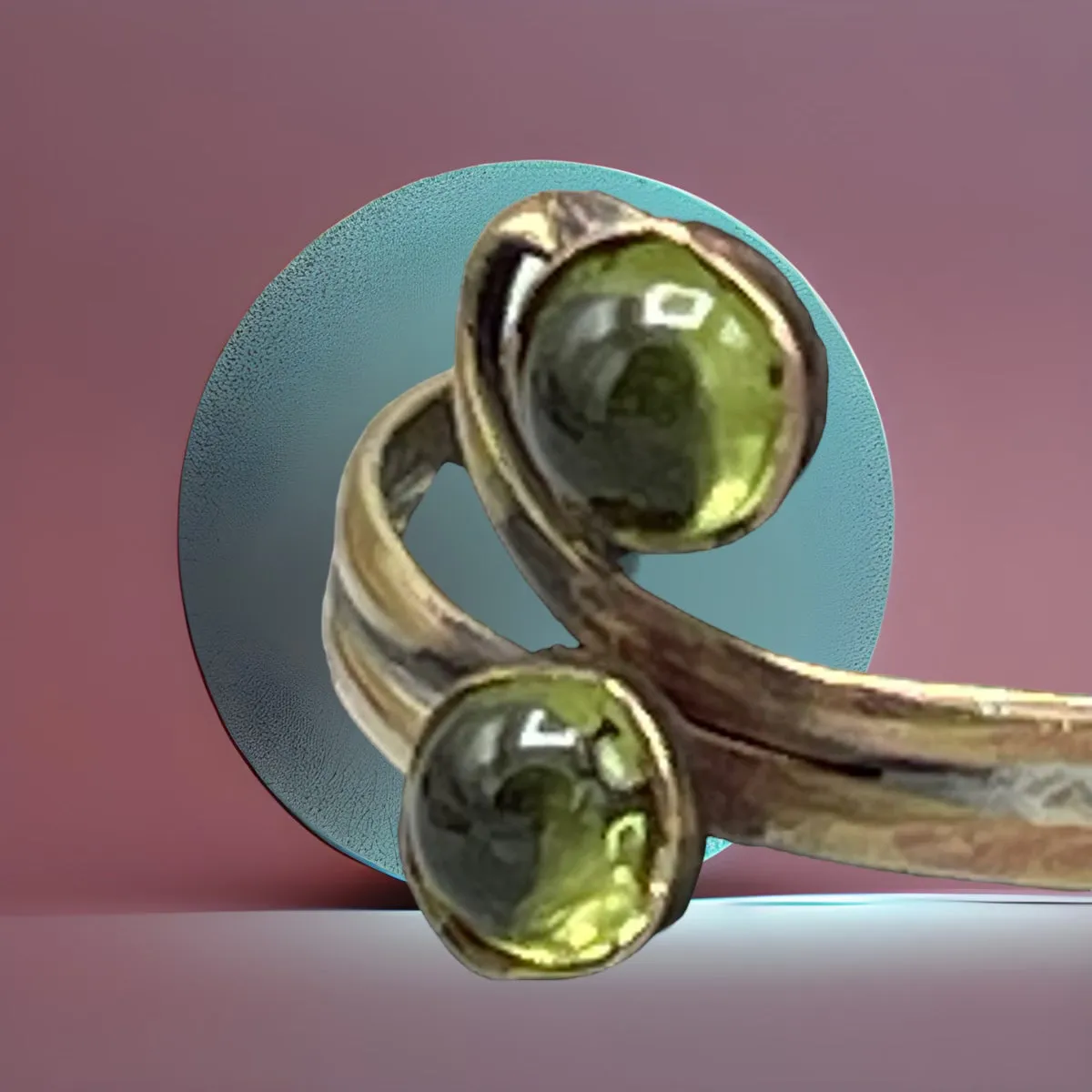 Handmade Peridot gemstone and Copper Ring