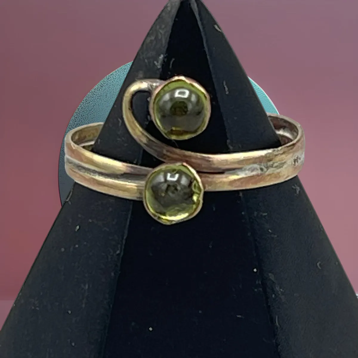 Handmade Peridot gemstone and Copper Ring