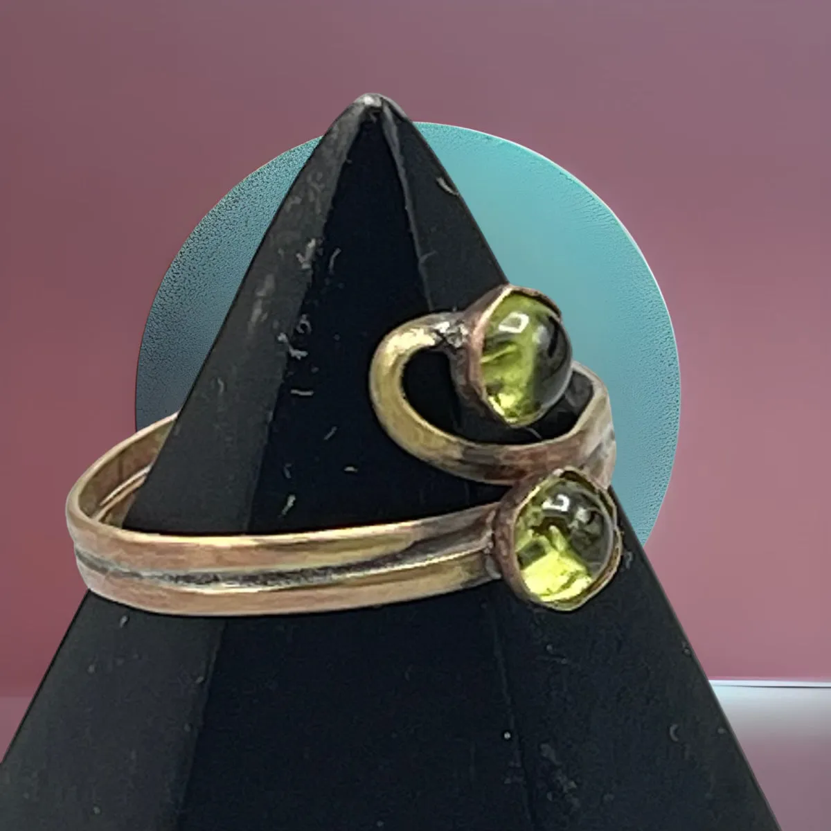 Handmade Peridot gemstone and Copper Ring