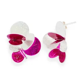 Handmade Silver Fuchsia Stud Earrings