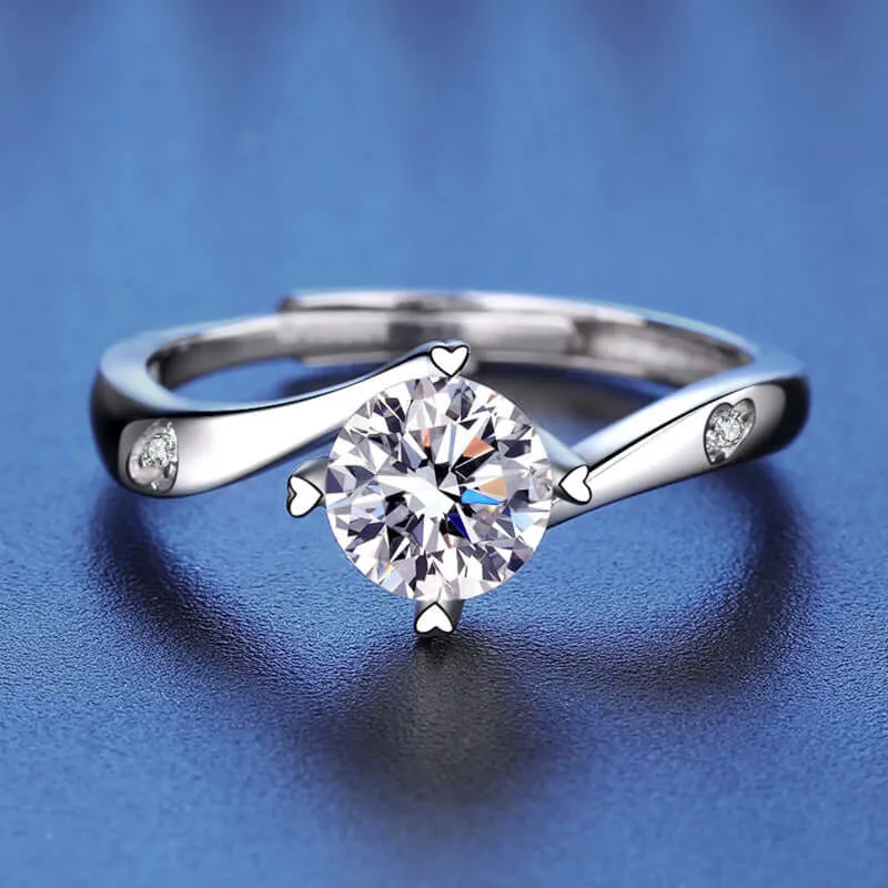 Heart Diamond Twisted Four Prong Moissanite Ring