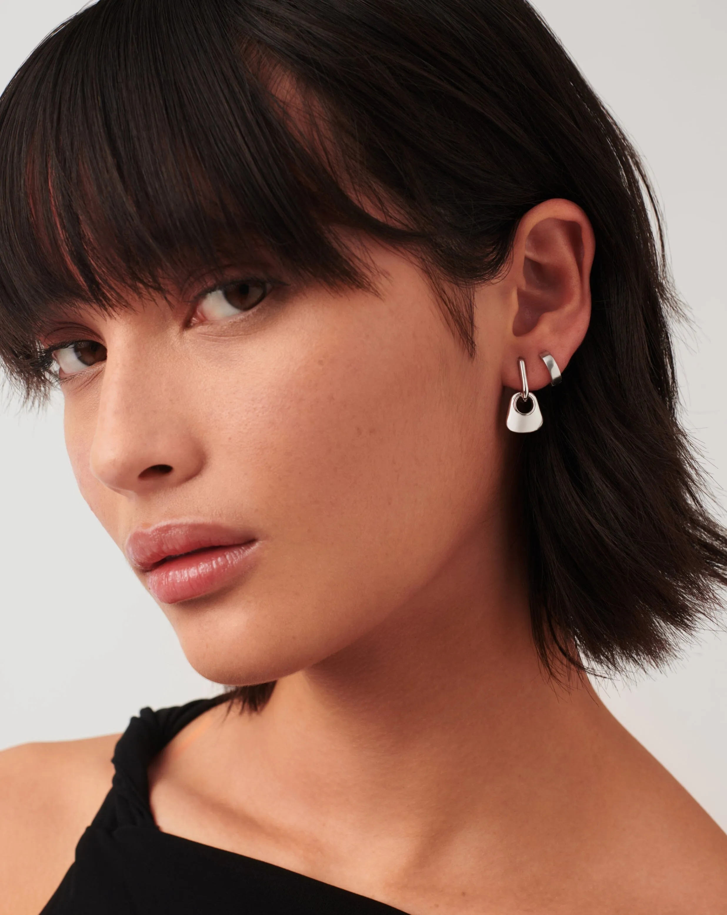 Hera Mini Charm Hoop Earrings | Silver Plated