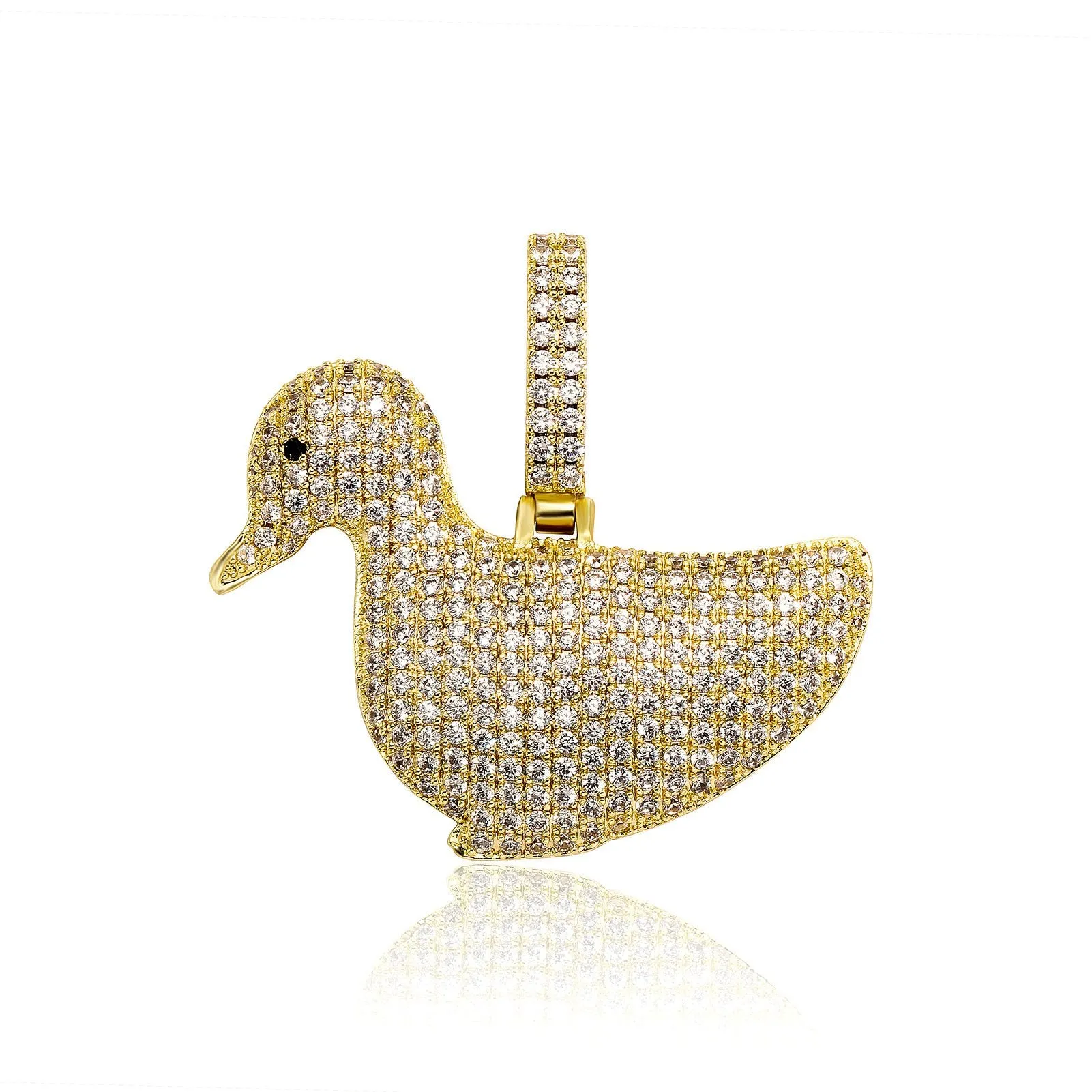 Hip Hop Cute Animal Duck Zircon Pendant