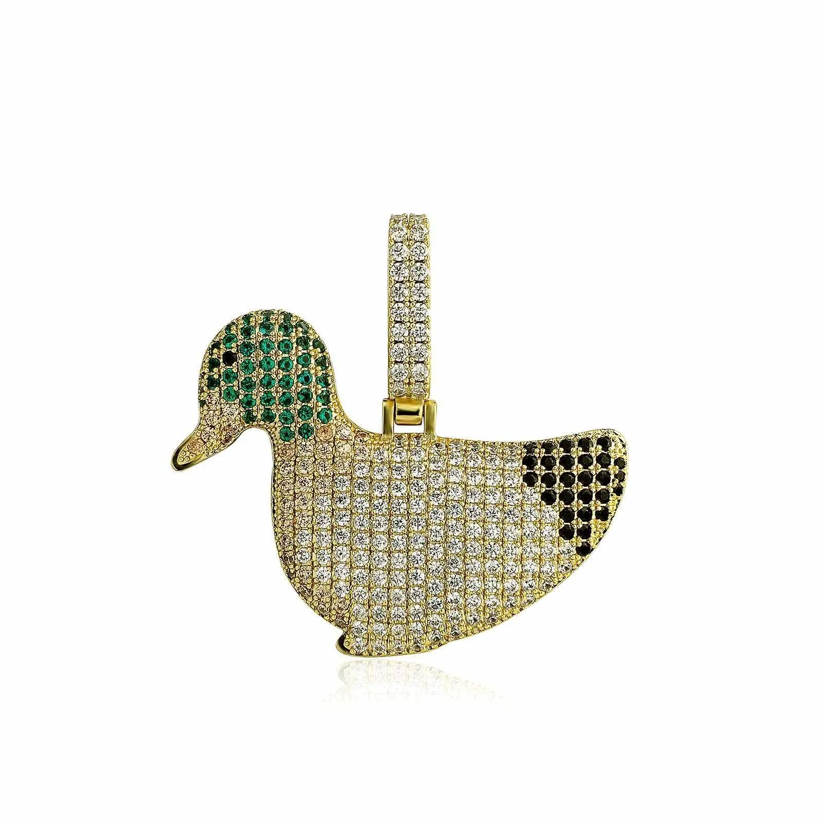 Hip Hop Cute Animal Duck Zircon Pendant