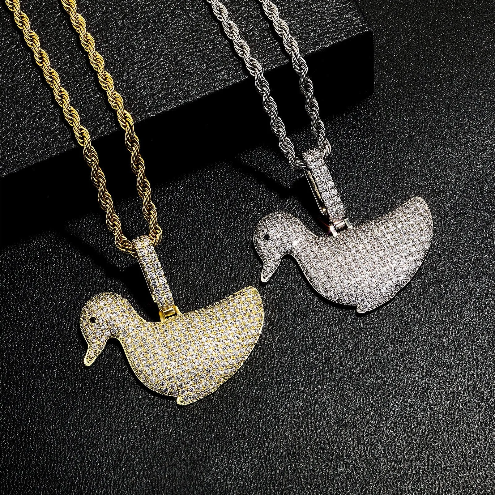 Hip Hop Cute Animal Duck Zircon Pendant