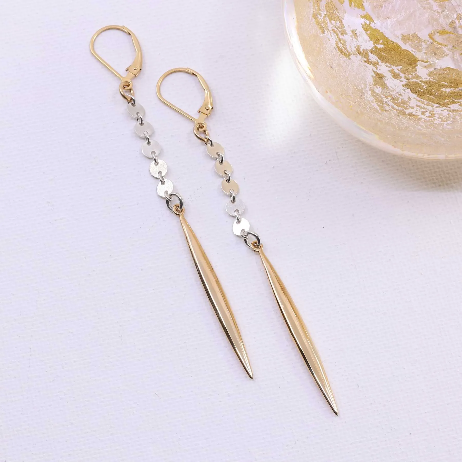 Huntress - Mixed Metal Spiked Drop Earrings