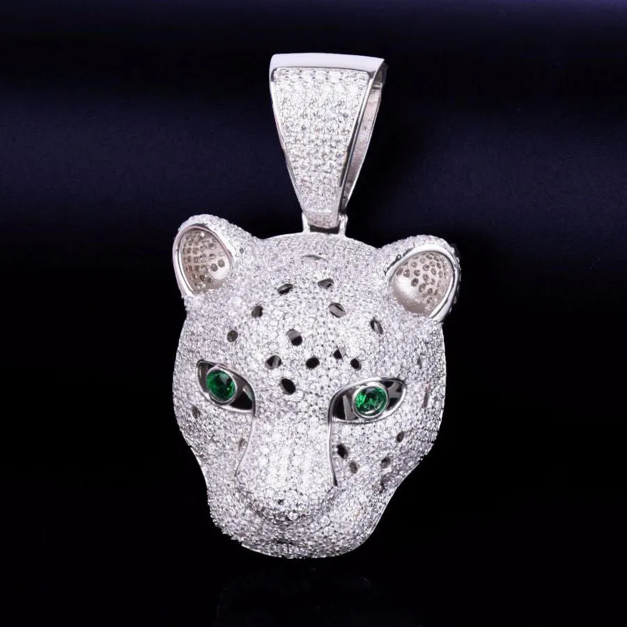 Iced Out Leopard Pendant - Silver