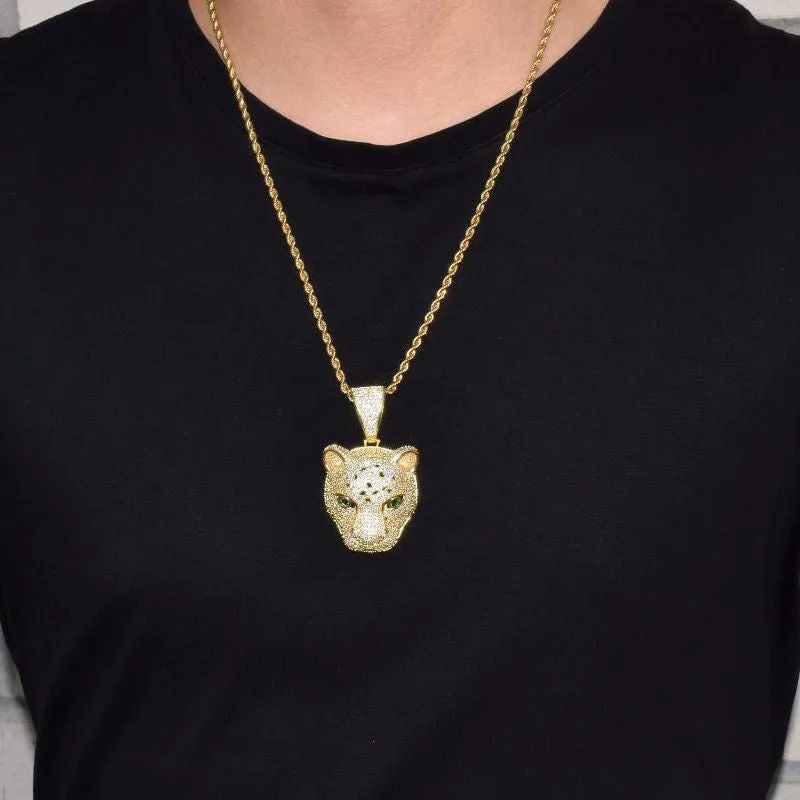 Iced Out Leopard Pendant - Silver