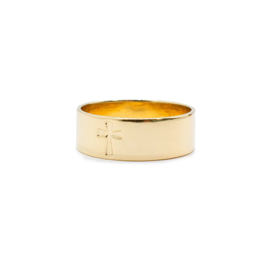 James Avery Men's 14K Yellow Gold Cross Ring Gold Band