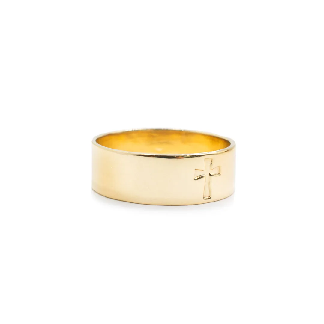 James Avery Men's 14K Yellow Gold Cross Ring Gold Band