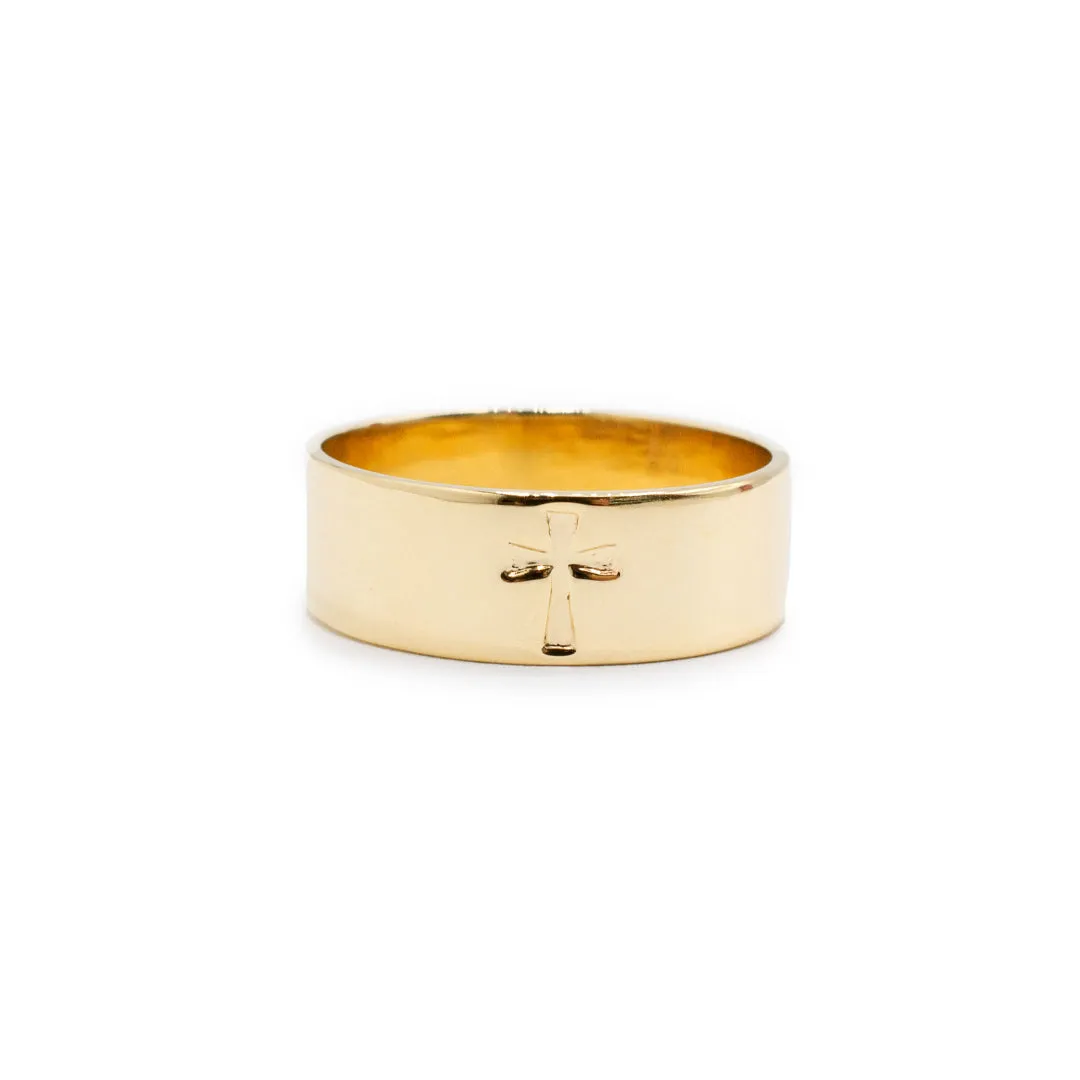 James Avery Men's 14K Yellow Gold Cross Ring Gold Band