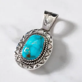 Joe Piaso Jr. Navajo King Manassa Turquoise USA Native American Made 925 Sterling Silver Pendant