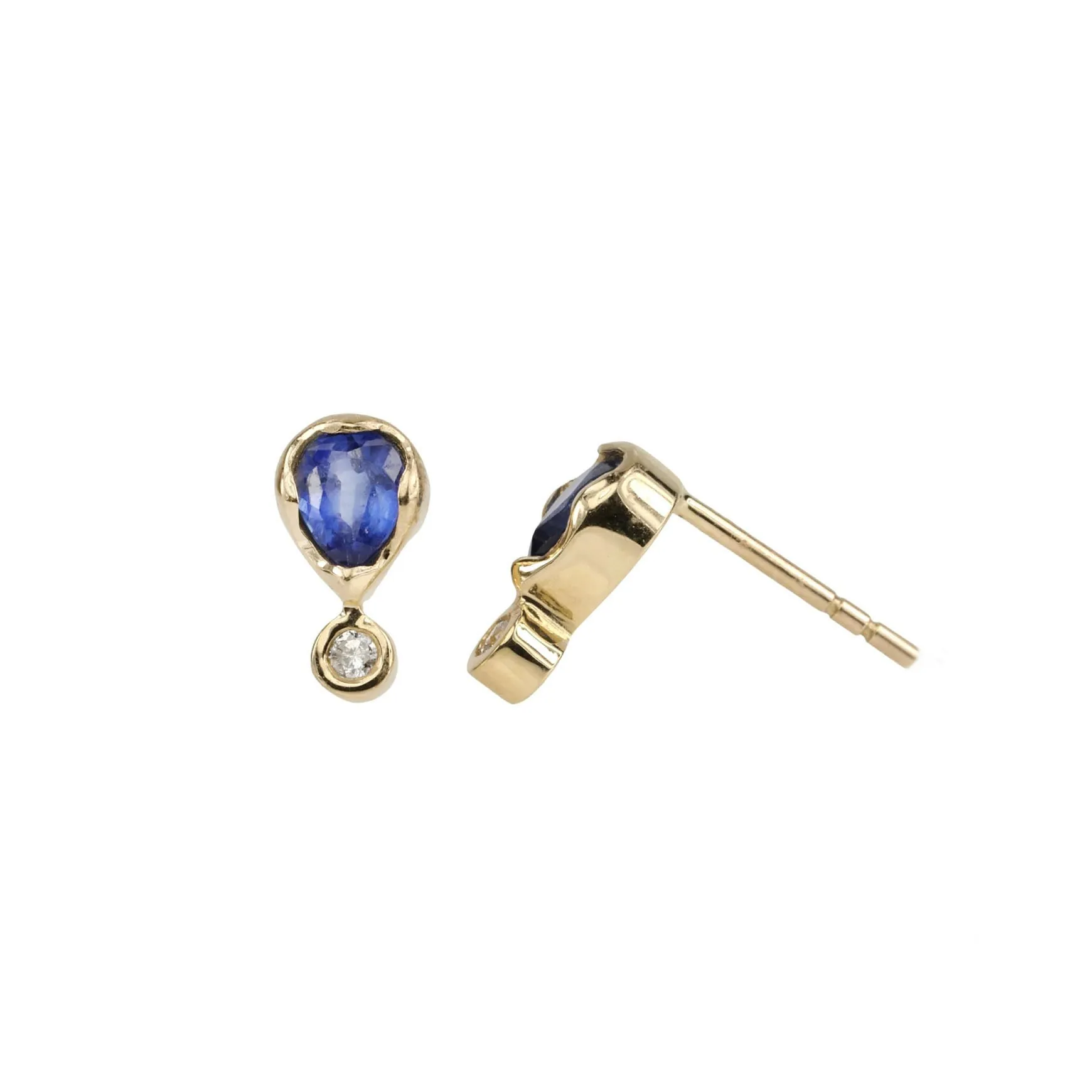 Kyanite & Diamond Pear Shaped Stud Earrings