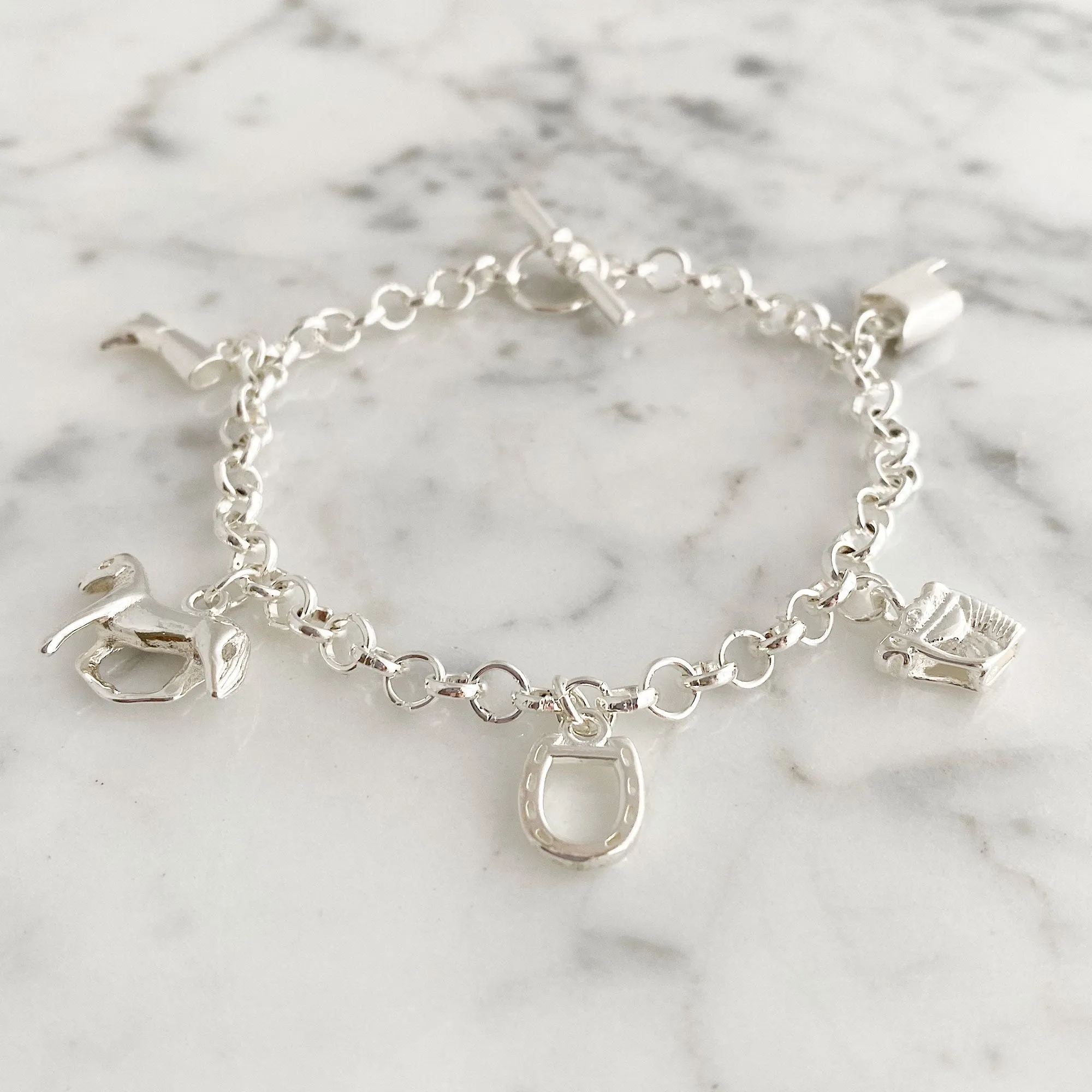 LAMOND silver plated horse theme bracelet