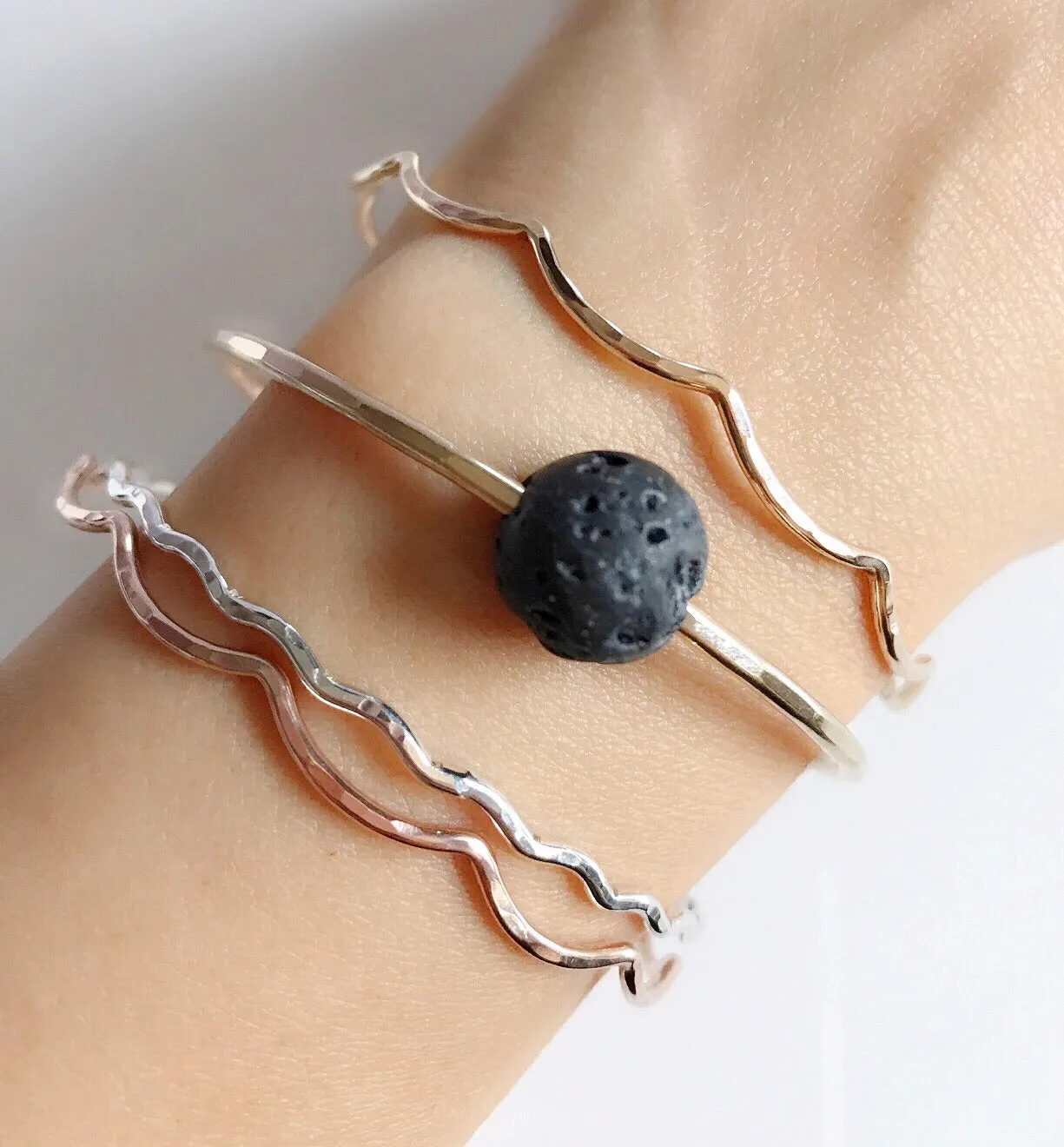 Lava bead bangle (B344)