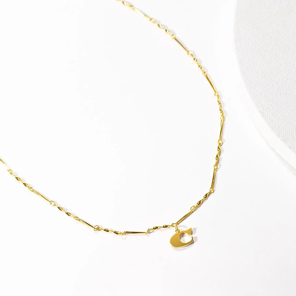 Letter Necklace (C) - Gold