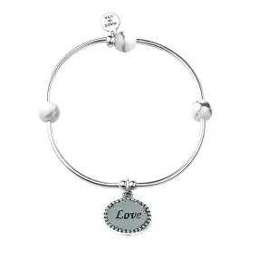 Love | Soft Bangle Charm Bracelet | Howlite - Calmness