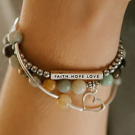 Love | Soft Bangle Charm Bracelet | Howlite - Calmness