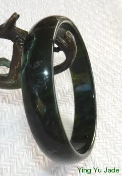 Luminous Deep Deep Green Almost Black Chinese Jade Bangle Bracelet 58mm (NJL2227)