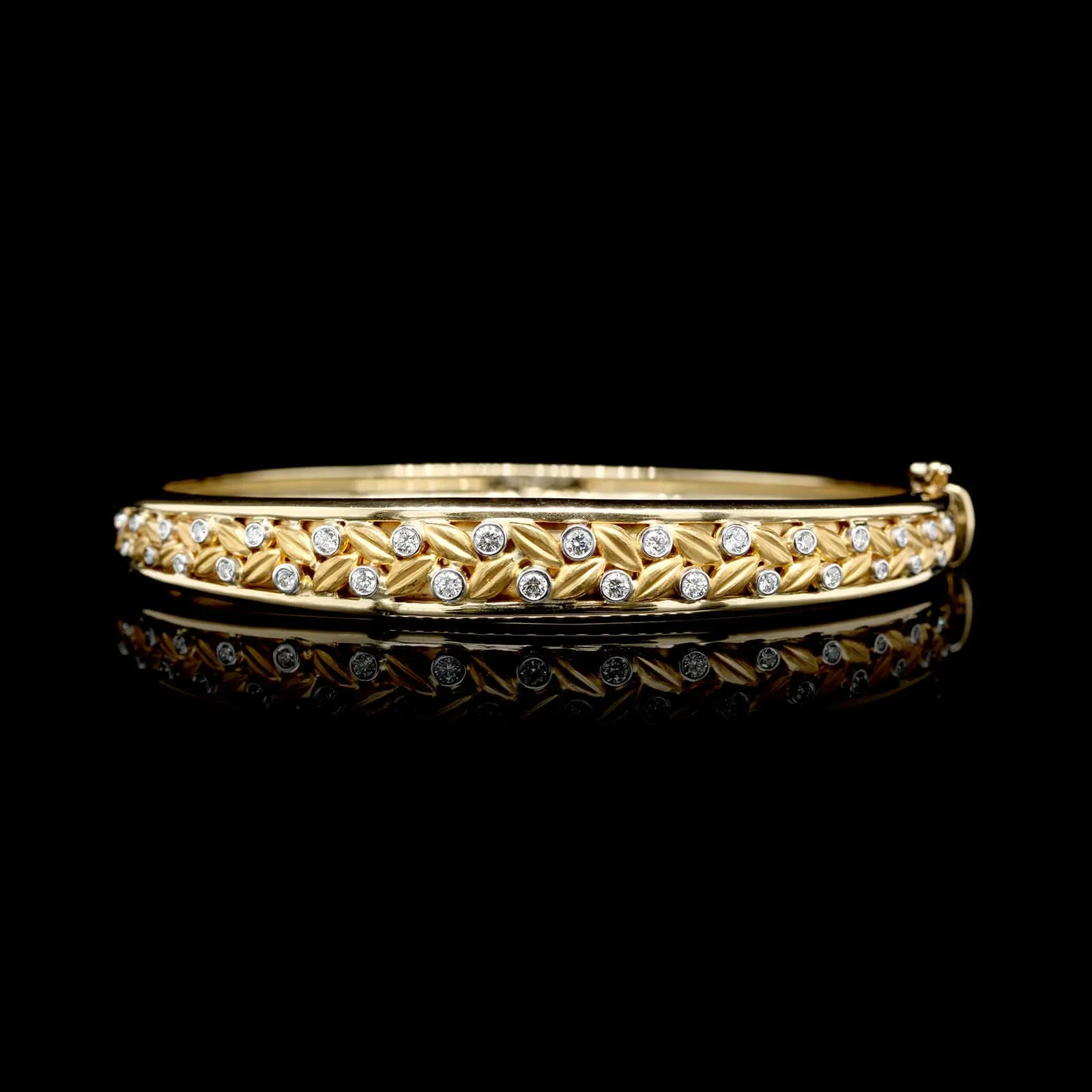 Mark Patterson 18K Yellow Gold and Platinum Estate Diamond Bangle