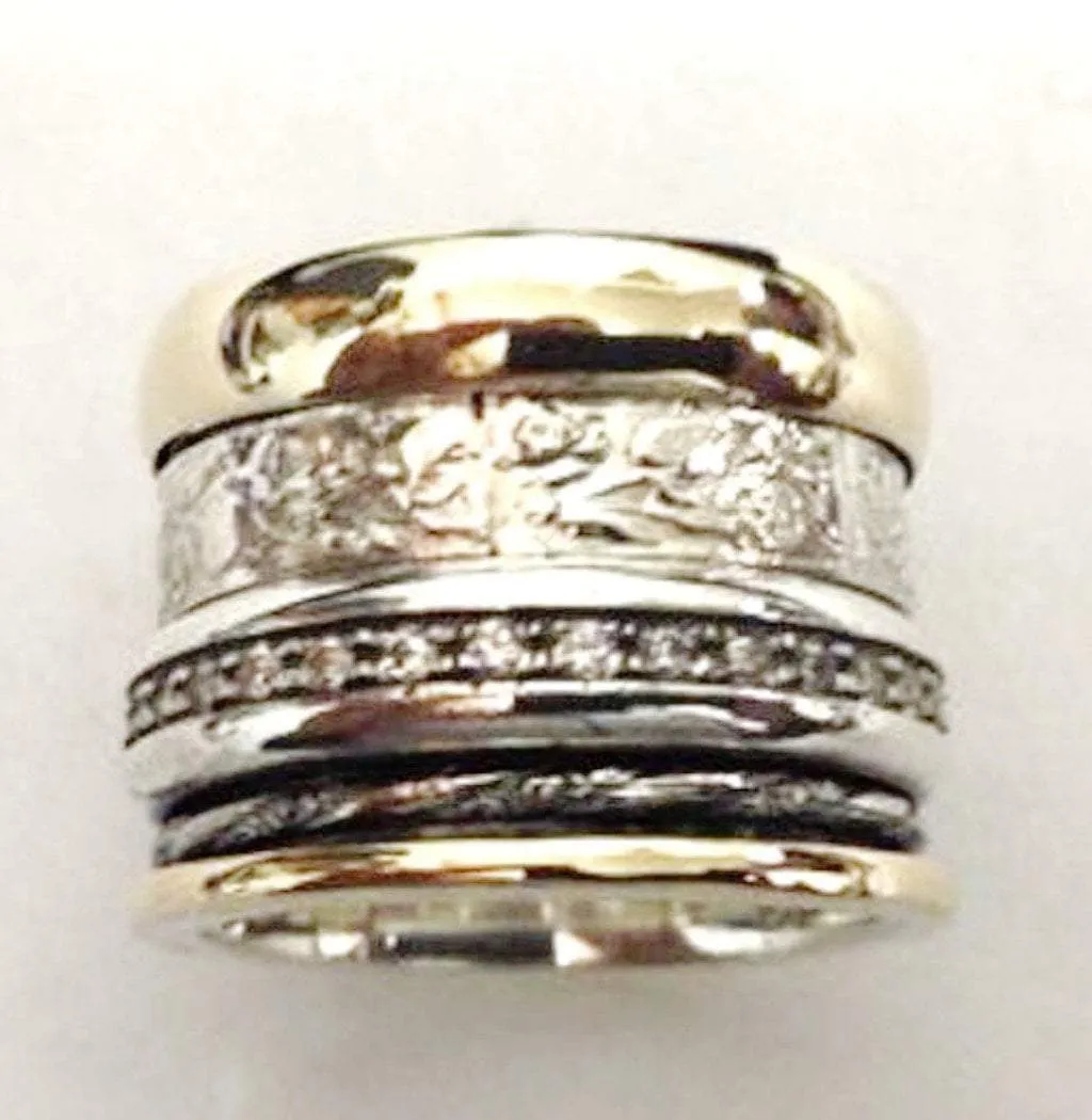 Meditation spinner ring for woman , silver gold cz zircons  ring