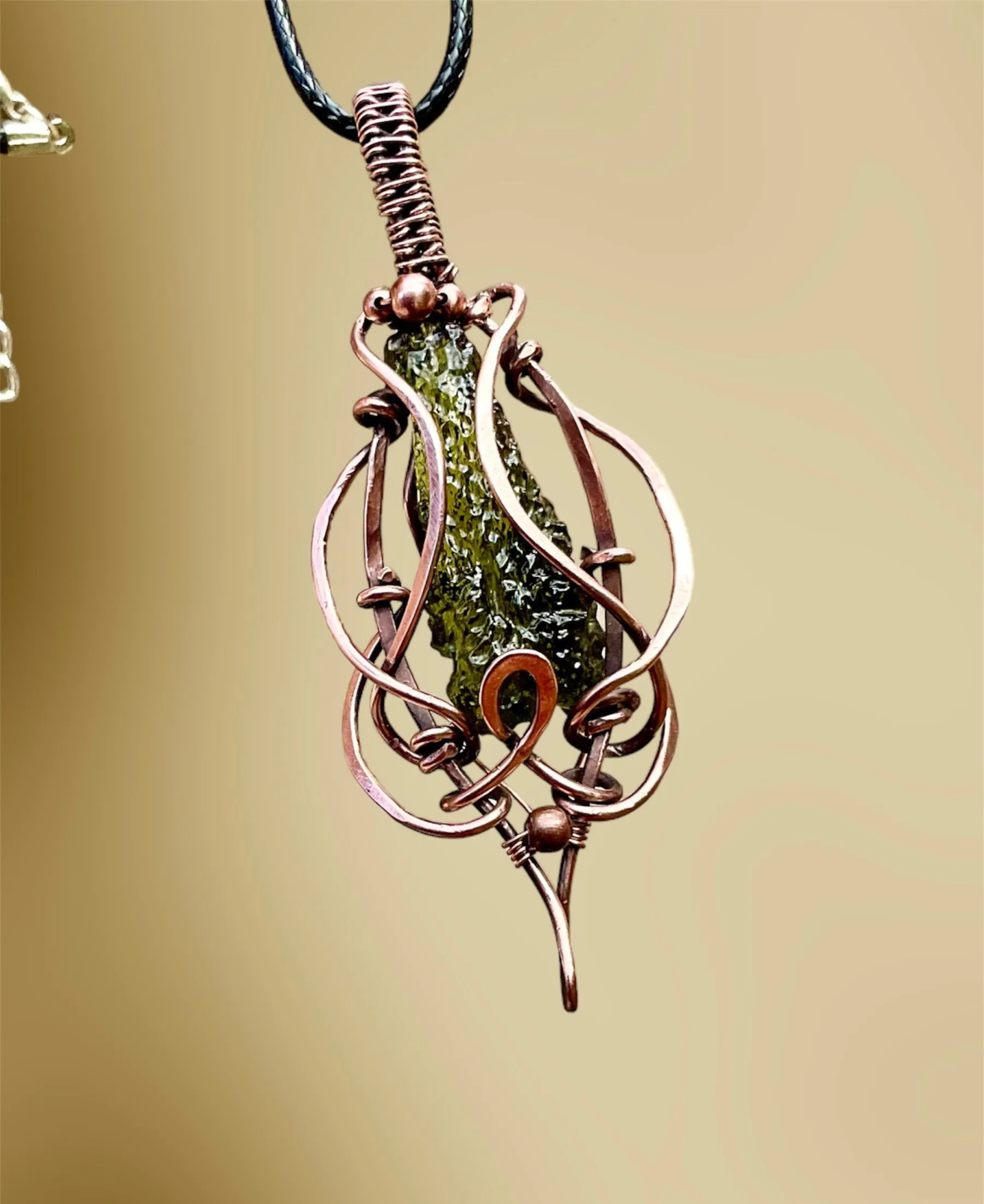 Moldavite Wire Wrapped Pendant