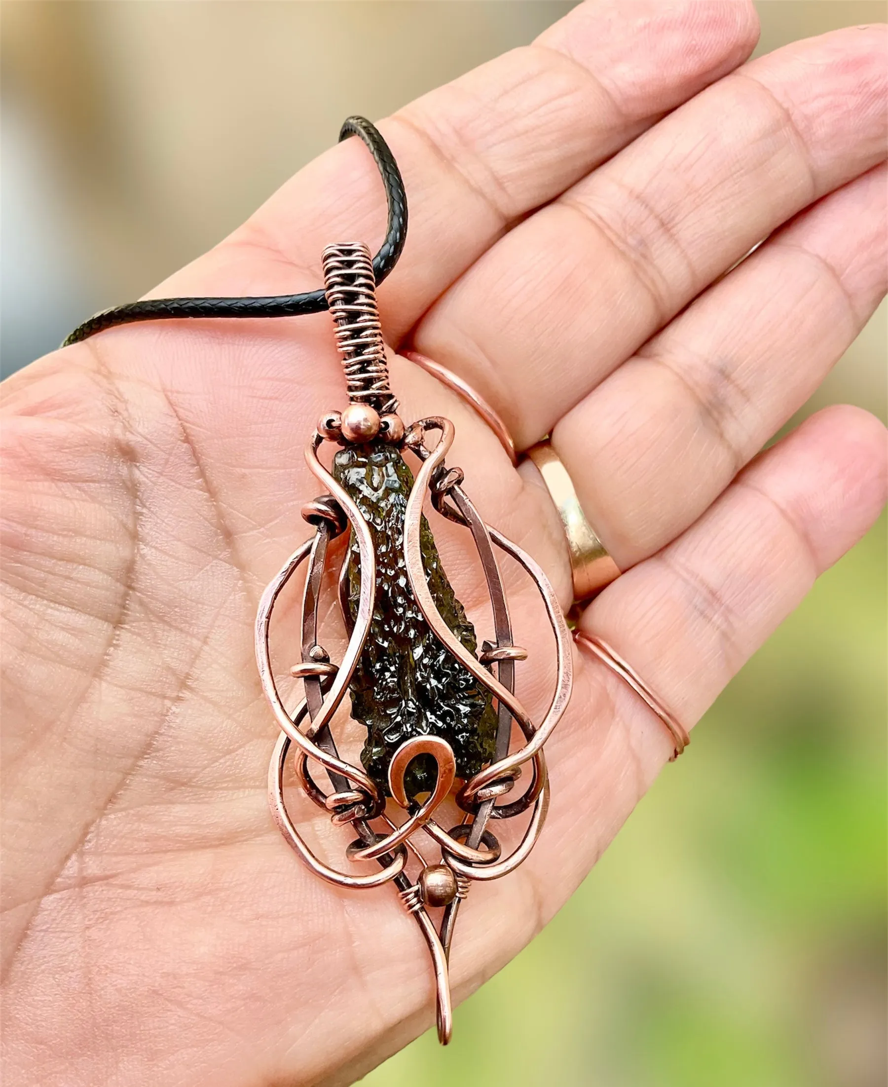 Moldavite Wire Wrapped Pendant