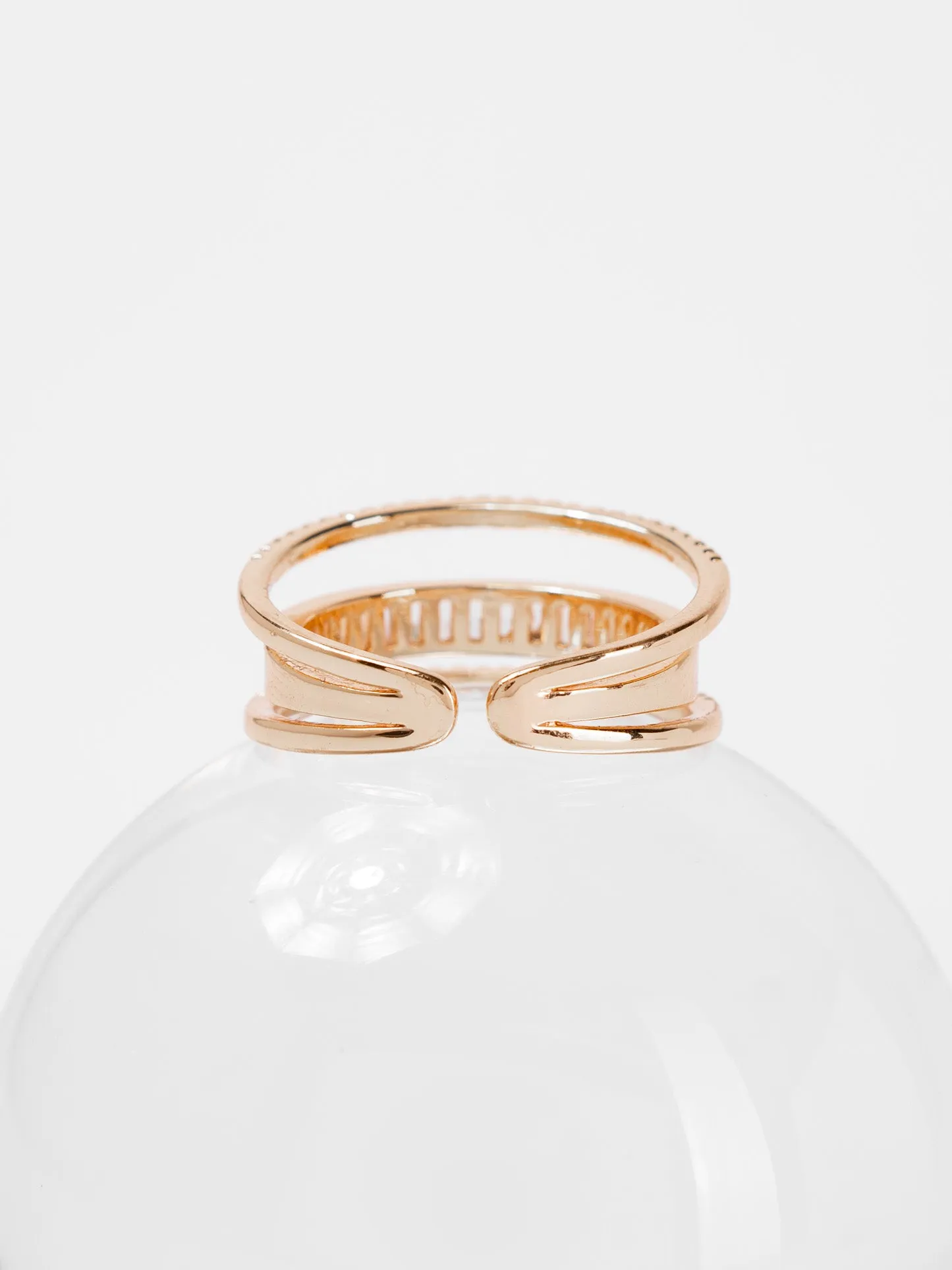 Naomi CZ Cuff Layered Minimal Ring