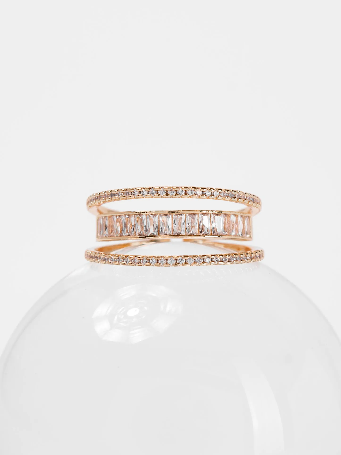 Naomi CZ Cuff Layered Minimal Ring