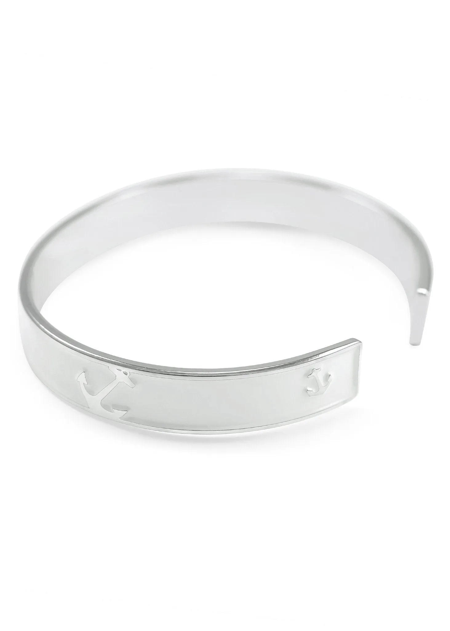 Nautical Frosty White Anchor Cuff Bracelet