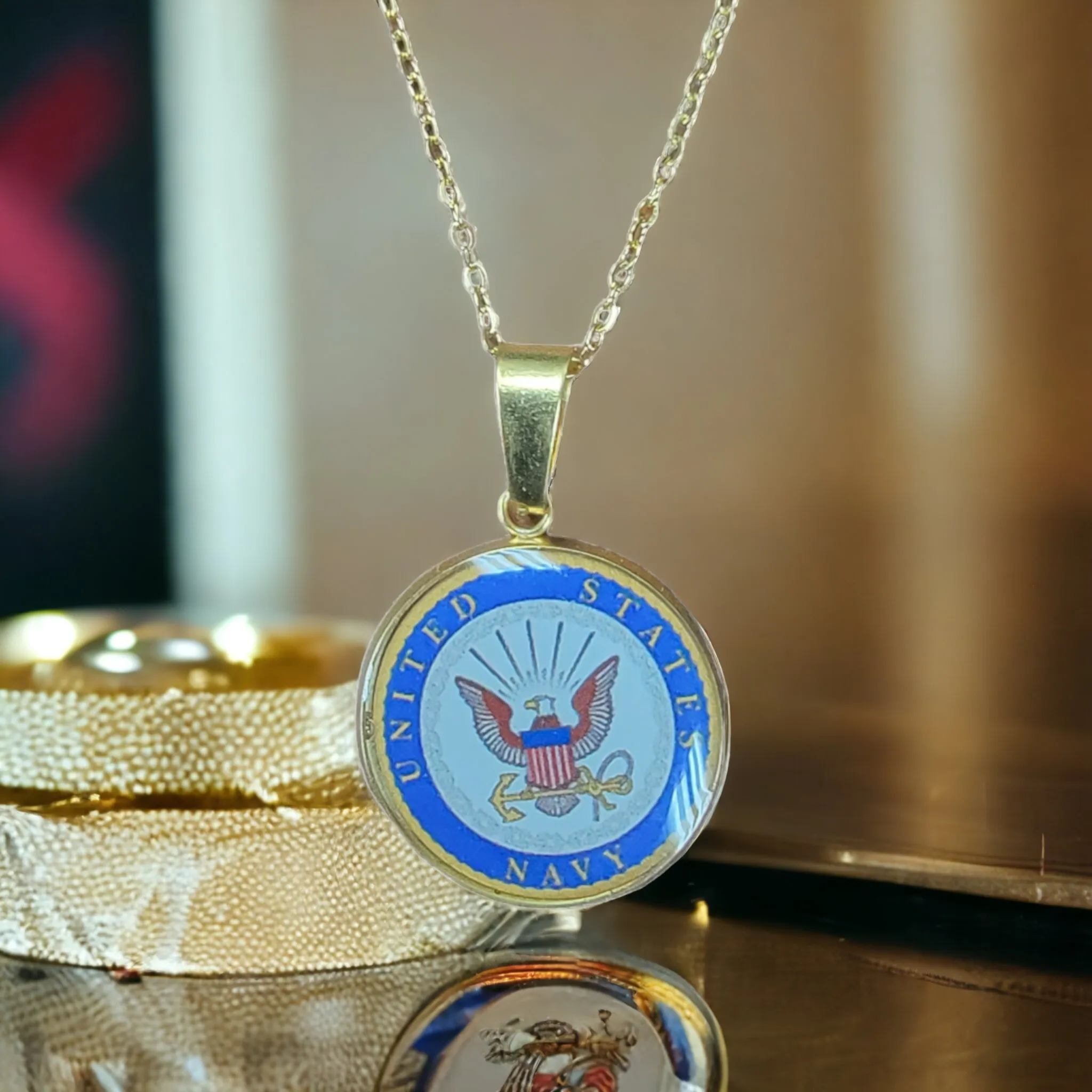 Navy Officially Licensed Pendant Necklace