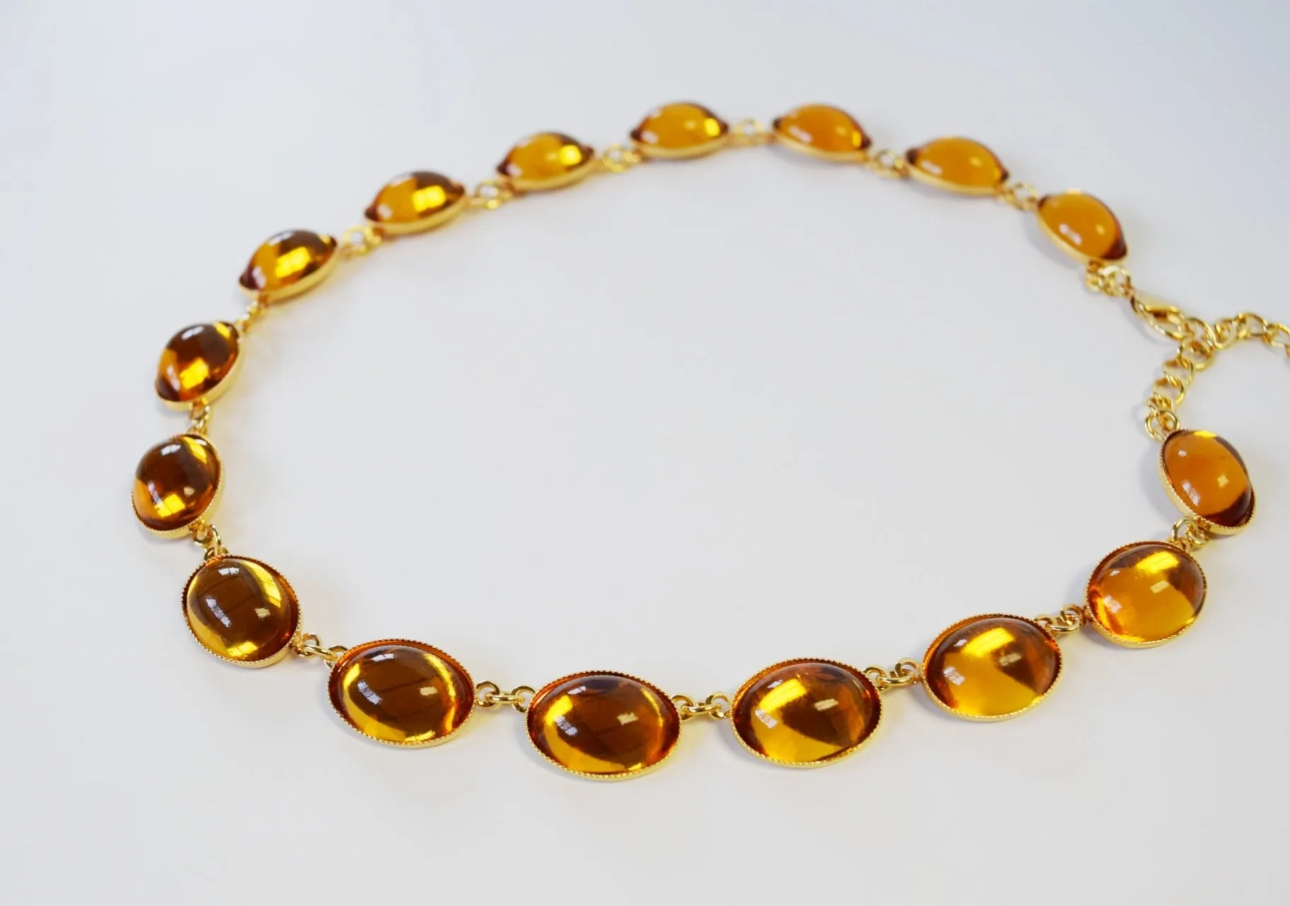 Orange Topaz Swarovski Mirror Back Necklace - Large Oval