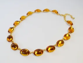 Orange Topaz Swarovski Mirror Back Necklace - Large Oval