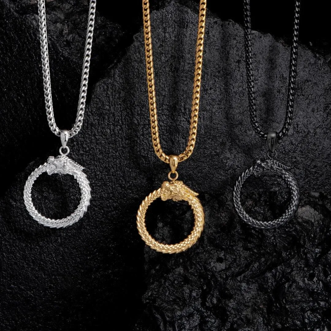 Ouroboros Pendant - White Gold