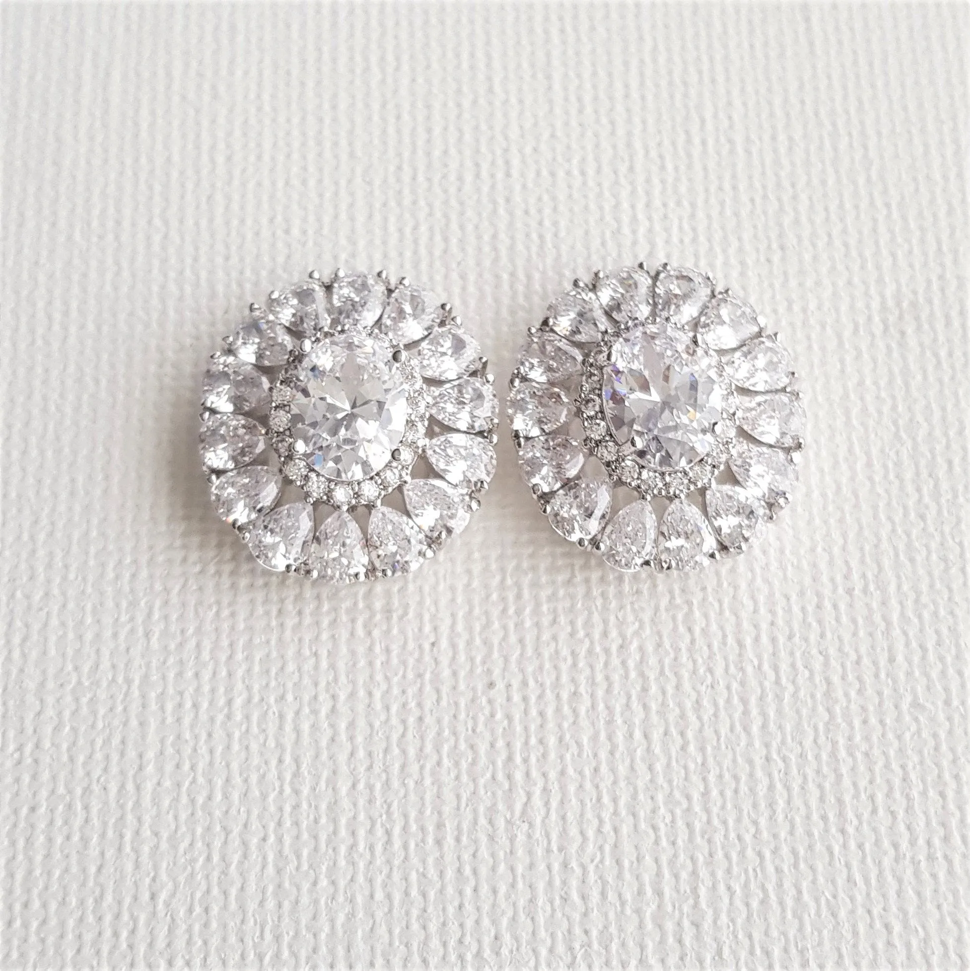 Oval Stud Earrings for Brides-Indigo