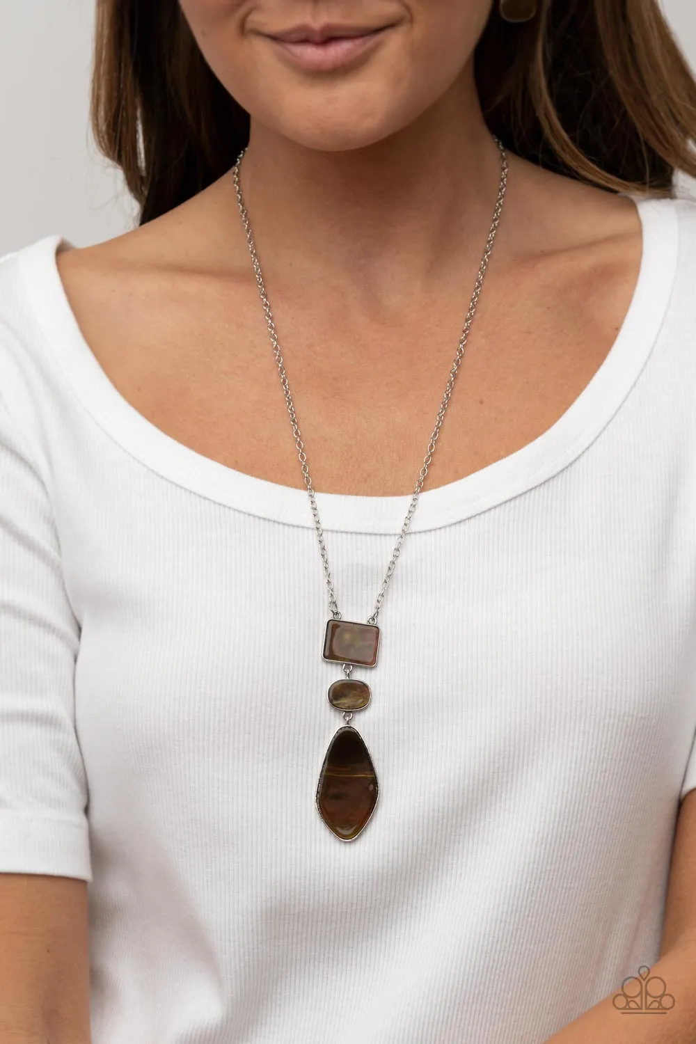 Paparazzi Hidden Cove - Brown Iridescent Necklace