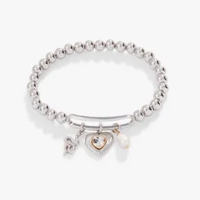 Pavé Heart   Pearl Stretch Bracelet