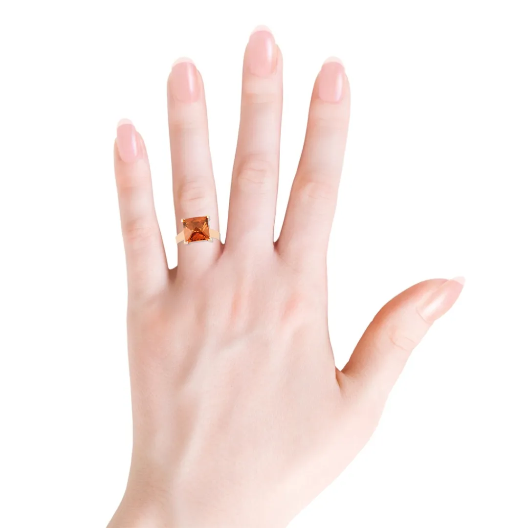 Peach Sapphire Cushion Rose Gold Ring