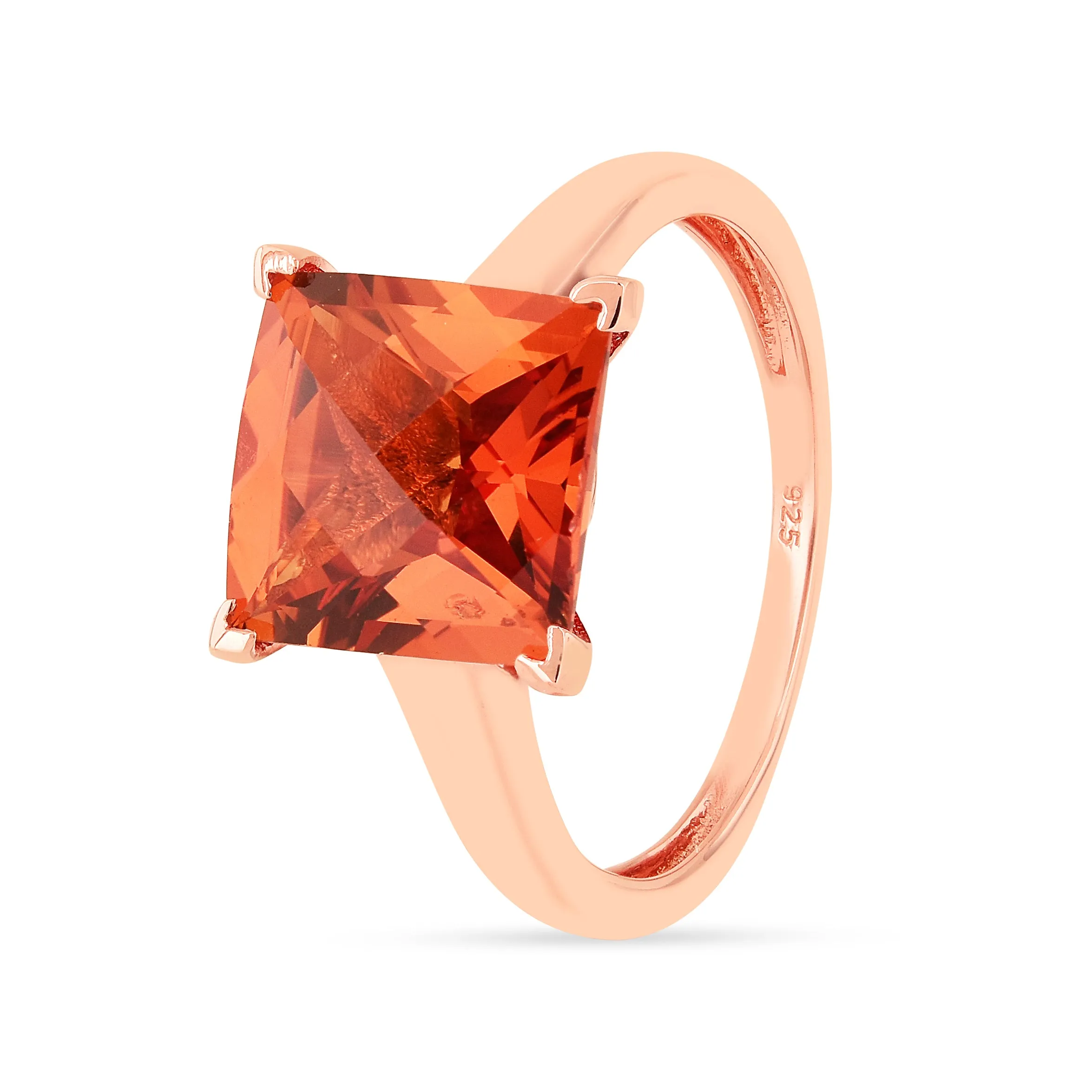 Peach Sapphire Cushion Rose Gold Ring