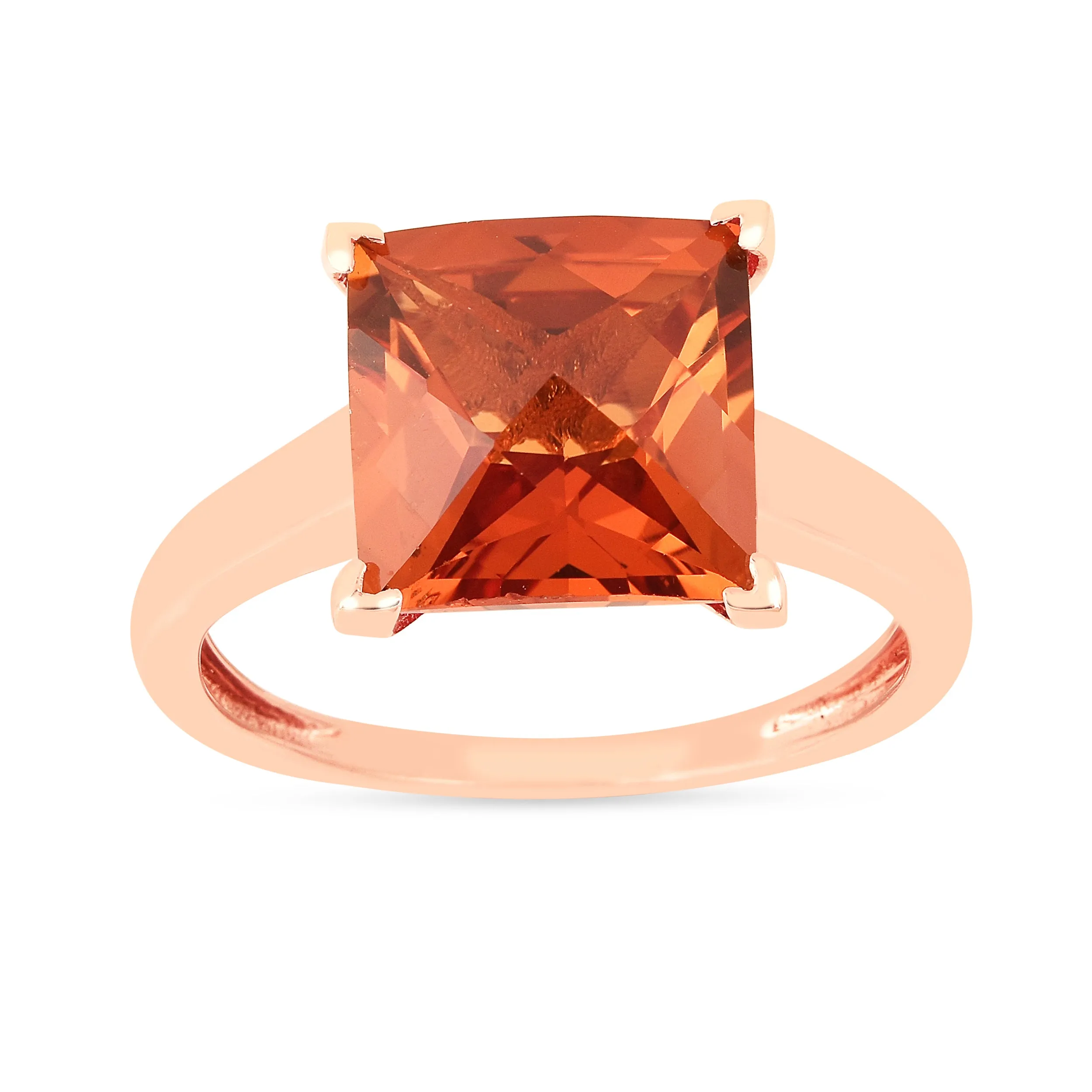 Peach Sapphire Cushion Rose Gold Ring