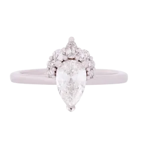 Pear Diamond With Diamond Half Halo Ring