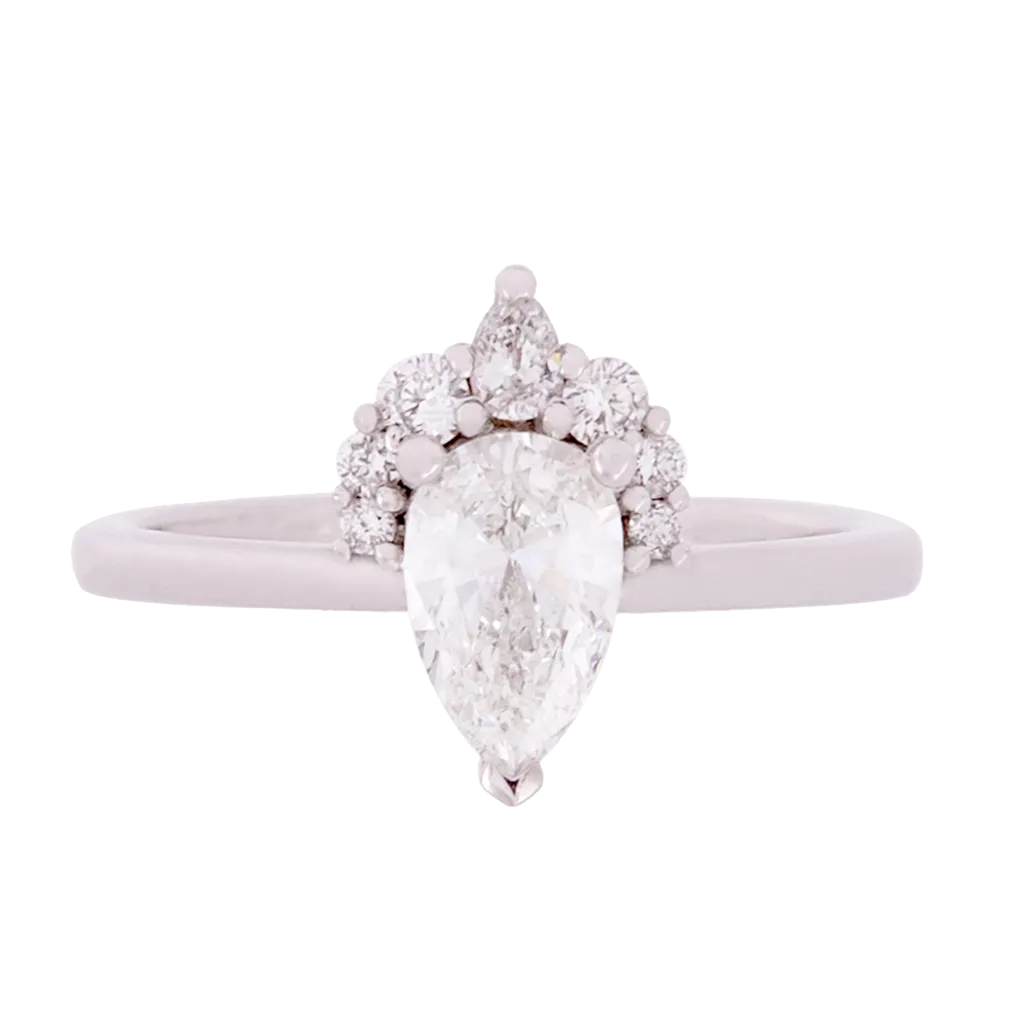 Pear Diamond With Diamond Half Halo Ring